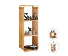 Relaxdays bambou, salle de bain, étagère sur pieds arrondie, carrée, différentes tailles, nature 4 étages, 96 x 33 x 33 cm
