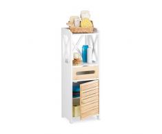 Relaxdays Petite armoire étagère avec 5 niveaux salle de bain cuisine rangement multi-fonctions, blanc