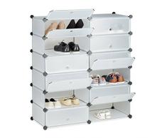 Relaxdays 10021979_50 Meuble Chaussures Fermé Rangement 12 Casiers Plastique Chaussures Modulable DIY Hxlxp: 108x94x37 cm, Plastique, Transparent, 37 x 94 x 108 cm