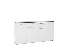 Inter Trade 2445 Enfilade buffet bahut bas 4 Portes 2 Tiroirs, Bois, Blanc Brillant/Béton Foncé, 160 x 40 x 84 cm