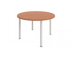 Buronomic BM617B Ensemble Table de réunion ronde avec 4 Pieds Métal Merisier/Blanc 120 x 120 x 72 cm