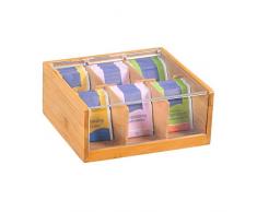 KESPER 58903 Boîte à thé 22x21x9,5cm en Bambou, Marron, 22 x 21 x 9,5 cm