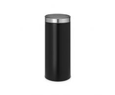 Brabantia 115448 Poubelle Touch Bin unie 30 litres - couvercle anti-traces de doigts Acier Inoxydable Noir mat avec couvercle en acier mat sans trace de doigts 32 x 29.5 x 72 cm