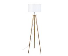 Tosel 51125 Lampadaire 1 Lumière Bois, E27, 40 W, Blanc, 40 x 155 cm