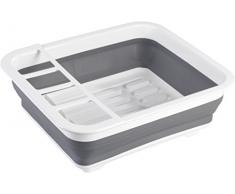 Wenko 54780100 Egouttoir Pliable, TPR, Gris/Blanc, 37,5 x 32,2 x 6,3 cm