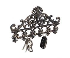 Relaxdays Patère porte-manteau en fonte avec 5 crochets style baroque antique ancien HxlxP: 17 x 35 x 3,5 cm bronze