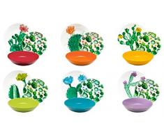 Excelsa Color Cactus Service Table, Porcelaine, Multicolore, 18Â unitÃ©s