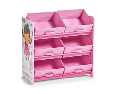 Zeller 13494 Étagère pour enfant avec boîtes en tissu Motif Girly Étagère, MDF, décor, 63 x 30 x 65 cm