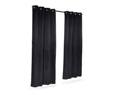 Relaxdays Rideaux occultants avec Åillets lot de 2 couleur unie en polyester HxlxP: 245 x 135 x 0,5 cm, noir