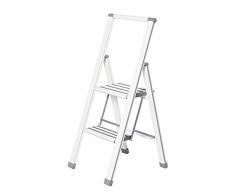 WENKO Escabeau pliant design en blanc - 2 marches, RevÃªtu daluminium, 44 x 101 x 5.5 cm, Blanc