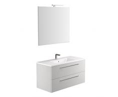 ADU Dynamic 03 Meuble Salle de Bains avec Lavabo Vasque et Miroir Bois Sable 105 x 55 x 51 cm