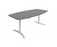 Buronomic BT037D Envol Table de réunion tonneau Métal Cèdre/Blanc 200 x 100 x 125 cm