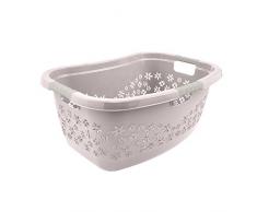 keeeper Panier à Linge Ergonomique avec Design Ajouré, Poignées Antidérapantes, 50 L, Lasse, Gris