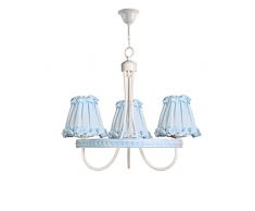 mercalampara éclairage 1501/3bl-c CP Lampe enfant de plafond de 3 lumières avec détail et écrans de volants, blanc et bleu ciel, 44 x 44 x 44 cm