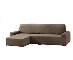 Eysa Aquiles Elastique Chaise Longue Bras Court Droite, Vue Frontale, Polyester Coton, Marron, 43x37x14 cm