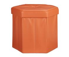 38 x 42 x 42 cm coffre en similicuir banc pliable repose-pieds orange Relaxdays Tabouret de rangement pliant pouf avec couvercle H x l x P
