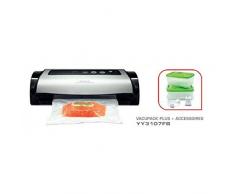Tefal YY3107FB Machine Sous Vide Vacupack Plus + avec 2 Boîtes Hermétiques Repas et 2 Rouleaux Emballeuse Appareil de Mise Sous Vide Automatique Scellage Soudure Conservation Aliments Viandes Poissons Légumes Fruits 130W Noir et Inox