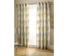 Catherine Lansfield Banbury Linge de lit Rideaux Motif Floral Facile dâEntretien, Jaune, Curtains - 66x72In
