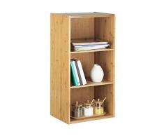 Relaxdays Etagère de rangement bambou bibliothèque bureau salon salle de bain 3 niveaux HxlxP: 80 x 41,5 x 29,5 cm horizontal ou vertical, nature