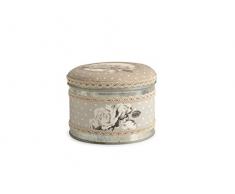 Home Chelsea Boîte, Tissu, Blanc/Gris, 13 x 13 x 10 cm