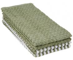 Home Passion Lot de 6 Torchons éponge Couleur Vert, 100% Coton, Taille 45x65 cm