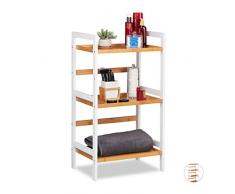 Relaxdays Bain, cosmétique, et ustensiles, Etagère de Bambou,différentes Tailles, Blanc/Naturel, MDF, Nature, 80 x 45 x 31,5 cm