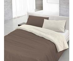Italian Bed Linen CP-NC Panna â 1P Natural Color housse de couette double-face couleur unie avec taies doreiller, 100 % Coton, Marron/Crème, single