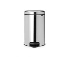 Brabantia -113888 - Poubelle à Pédale NewIcon avec Seau Intérieur en Métal 12 L -Inox Brillant