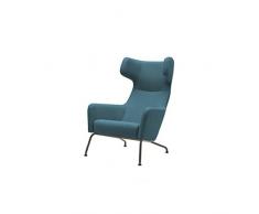Softline Fauteuil HAVANA Ã oreilles en tissu bleu canard