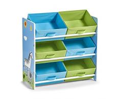 Zeller 13499 Étagère pour enfant avec boîtes en tissu Safari Étagère, MDF, décor, 63 x 30 x 65 cm