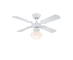 Westinghouse Lighting Portland Ambiance, Ventilateur de Plafond avec éclairage, Métal, Design blanc avec pales réversibles blanc / hêtre