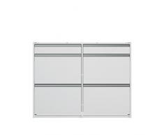 Steens Meuble à Chaussures Group, 4 Compartiments, 2 Tiroirs, MDF Blanc, Bois, White, 24 x 124 x 98 cm