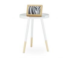 Relaxdays Table d’appoint console guéridon table basse ronde blanche nordique scandinave bord élevé HxlxP: 49 x 40 x 40 cm, blanc