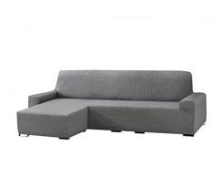 Eysa Aquiles Elastique Chaise Longue Bras Court Droite, Vue Frontale, Polyester Coton, Gris 43x37x14 cm