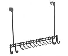 InterDesign 26977EU Support de Rangement Axis par-Dessus la Porte pour Les Cravates, Ceintures et Accessoires - - Noir Mat, Acier, Matte Black, 37,8 x 10,7 x 29,2 cm