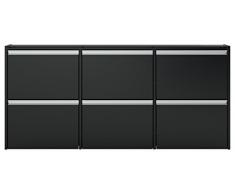 Steens Armoire à Chaussures Group, Fixation Murale, 6 Compartiments, MDF Noir, Bois, Black, 18 x 153 x 71 cm