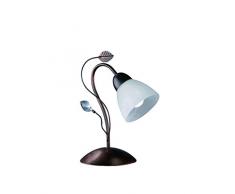 TRIO, Lampe de table, Traditio 1xE14, max.40,0 W Verre, Albâtre, Corps: metal, Rouille antique L:16,0cm, H:32,0cm, P:27,0cm IP20,Interrupteur de cordon