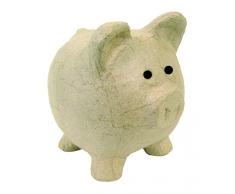 Décopatch AC764C - Un support en papier brun pulpé 12x12x12 cm, Tirelire cochon