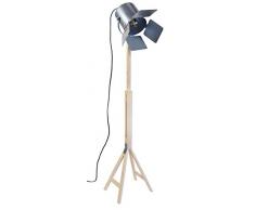Tosel 95294 Lampadaire Liseuse 1 Lumière, Bois/, E27, 40 W, Argenté, 40 x 150 cm