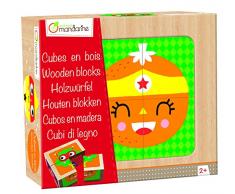 Avenue Mandarine - JE507O - Jouet en Bois - Boîte de 4 Cubes en Bois