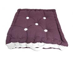 Soleil docre Coussin tapissier, Coton, Violet, 40x40x8 cm