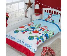 Just Contempo Parure de lit enfant avec motif de Noël Rouge, bleu, Double