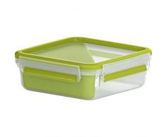 Emsa Boîte à Repas et Sandwich avec Insert Pratique et Couvercle, Boîte à Brunch, Volume : 0,85 Litre, Transparent/Vert, Clip & Go, 518104