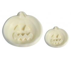 JEM 1102EP012 Lot de 2 Moule en Forme de Citrouille pour Décoration de Gâteaux, Plastique, Blanc, 6 x 2 x 5 cm