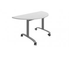Buronomic AM481E Solution Table de réunion avec Plateau demi-lune abattant Métal Gris/Aluminium 140 x 70 x 72 cm