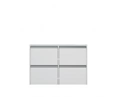 Steens Armoire à Chaussures Group, Fixation Murale, 4 Compartiments, MDF Blanc, Bois, White, 18 x 103 x 71 cm