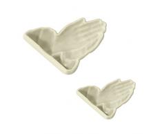 JEM 1102EP014 Lot de 2 Moule en Forme de Mains Jointes pour La Prière pour Décoration de Gâteaux, Plastique, Blanc, 5 x 2 x 1 cm