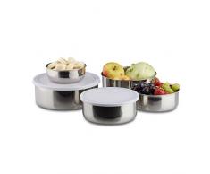 Relaxdays Bol mélangeur saladier lot de 5 en inox avec couvercle en plastique acier inoxydable, argenté