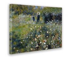 Giallobus - Cadre - Impression sur Toile Canvas - Renoir - Femme avec Parasol dans Un Jardin - 50 x 70 CM