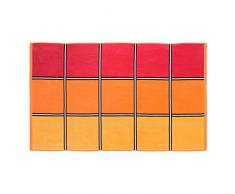 Gözze Serviette de Plage 100% Coton, 100 x 160 cm, Carreaux, 10001-23, Coton, Rouge/Orange/Jaune, 41 x 32 x 3 cm